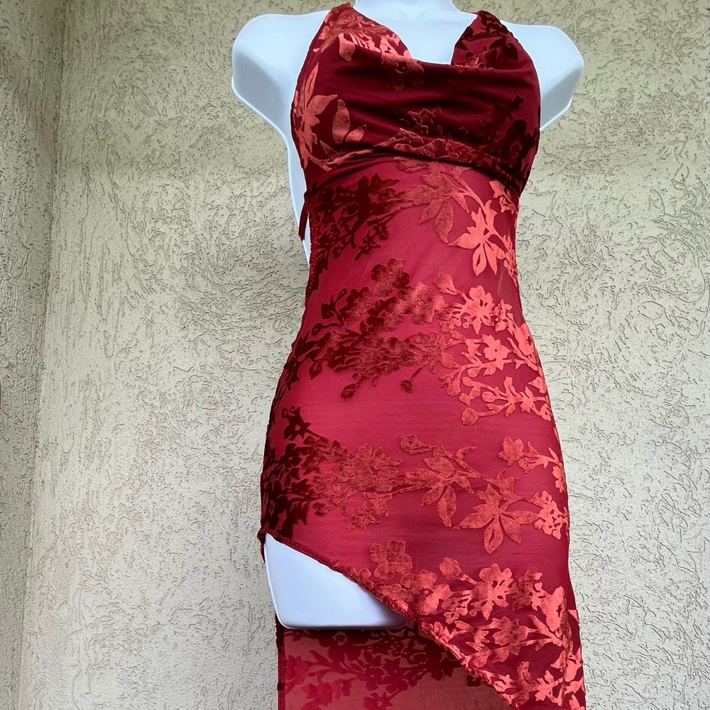 Exotic Dancewear Gown Cowl Neck Stripper Dress Asymmetrical Hemline XS-XL - Picture 6 of 6